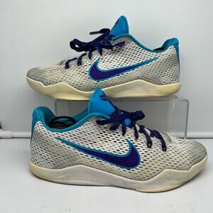 Nike Shoes Mens 8.5 Kobe XI 11 Low Draft Day White Purple Blue 836183-154